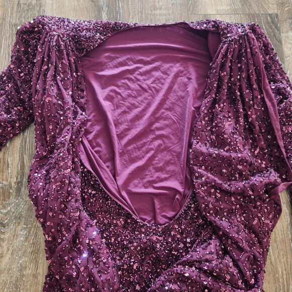 Retrofete Mertzi Sequin Dress in Purple Size Small Mini Long Sleeve NWT - Picture 6 of 10